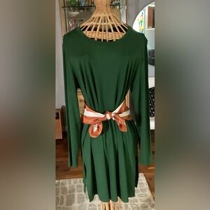 Eileen Fisher Green Dress with Orange Sash